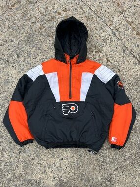 Vintage Philadelphia Flyers Starter Pull Over Windbreaker Jacket Mens Sz L Korea